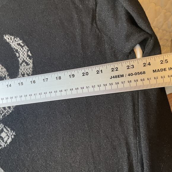 Style & Co. Women Sweatshirt M Black Geometric Deer Head Metallic Graphic Print - Picture 4 of 8